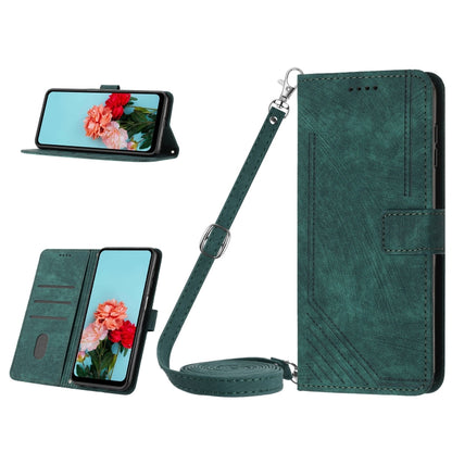 For OnePlus Nord CE 3/Nord CE 3 Lite/Nord N30 Skin Feel Stripe Pattern Leather Phone Case with Lanyard(Green) - OnePlus Cases by buy2fix | Online Shopping UK | buy2fix