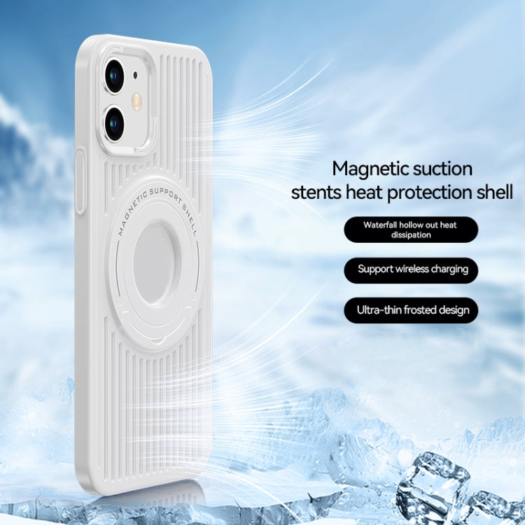 For iPhone 12 Cooling MagSafe Magnetic Ring Holder Phone Case(White) - iPhone 12 / 12 Pro Cases by buy2fix | Online Shopping UK | buy2fix