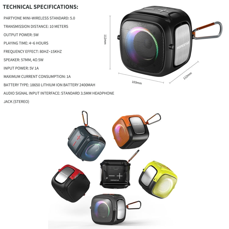 HOPESTAR Partyone mini Outdoor Wireless Bluetooth Speaker(Black) - Mini Speaker by HOPESTAR | Online Shopping UK | buy2fix