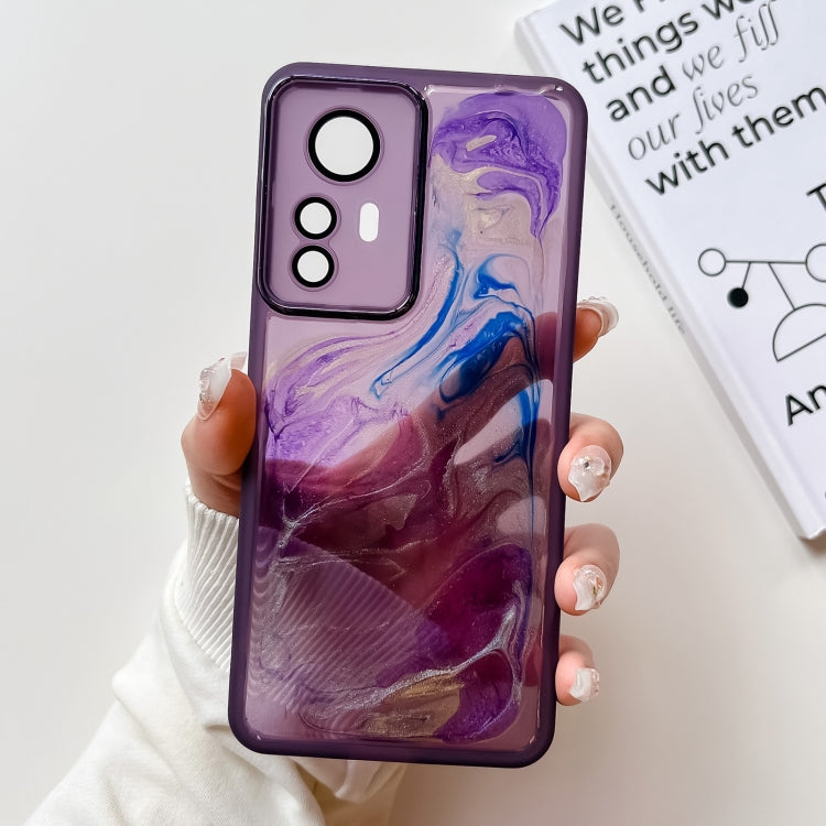 For Xiaomi Redmi K50 Ultra Oil Painting Electroplating TPU Phone Case(Purple) - Xiaomi Cases by buy2fix | Online Shopping UK | buy2fix