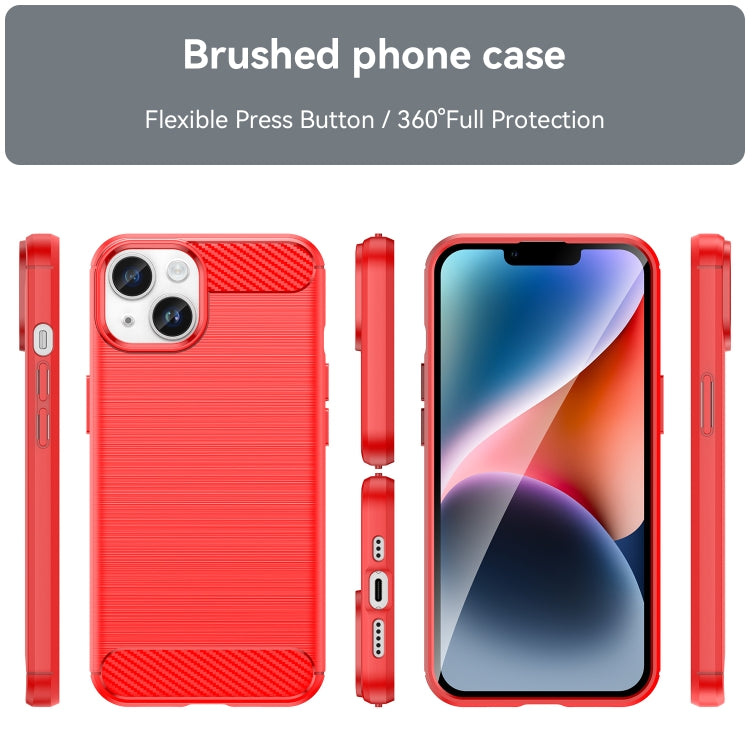 For iPhone 15 Brushed Texture Carbon Fiber TPU Phone Case(Red) - iPhone 15 Cases by buy2fix | Online Shopping UK | buy2fix