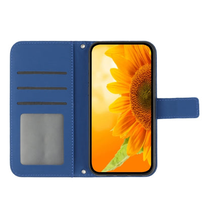 For Xiaomi Poco F5 Pro Skin Feel Sun Flower Embossed Flip Leather Phone Case with Lanyard(Dark Blue) - Xiaomi Cases by buy2fix | Online Shopping UK | buy2fix