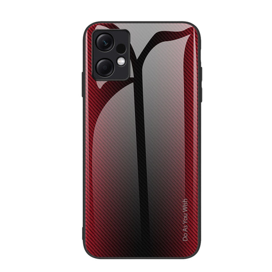 For Xiaomi Redmi Note 12 4G Global Texture Gradient Glass TPU Phone Case(Red) - Note 12 Cases by buy2fix | Online Shopping UK | buy2fix
