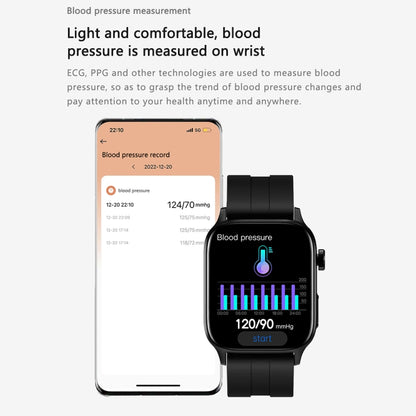 GT22 1.85 inch TFT Screen Leather Band Health Smart Watch, Support Bluetooth Call / Plateau Blood Oxygen / Body Temperature / Arrhythmia / TI Heart Rate Monitoring(Black) - Smart Watches by buy2fix | Online Shopping UK | buy2fix