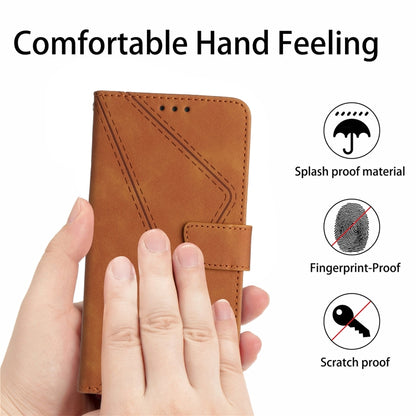 For Xiaomi Redmi Note 12 4G Stitching Embossed Leather Phone Case(Brown) - Note 12 Cases by buy2fix | Online Shopping UK | buy2fix