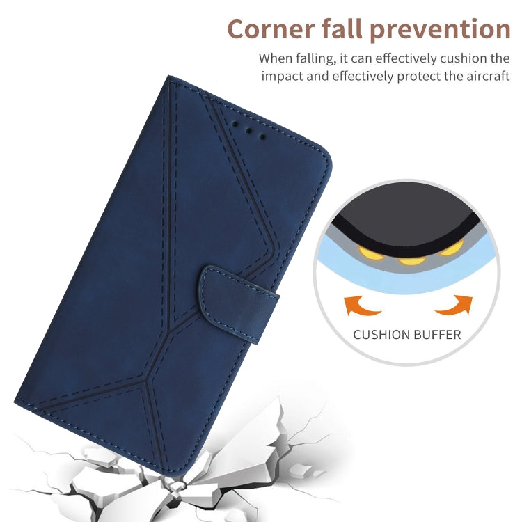 For Xiaomi POCO F5 5G Stitching Embossed Leather Phone Case(Blue) - Xiaomi Cases by buy2fix | Online Shopping UK | buy2fix