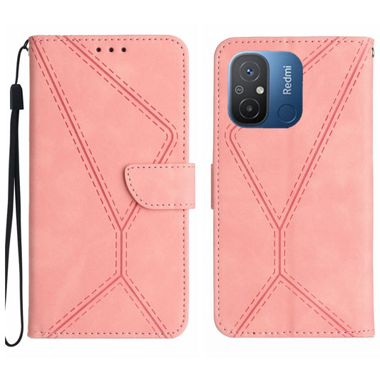 For Xiaomi Redmi 11A Stitching Embossed Leather Phone Case(Pink) - Xiaomi Cases by buy2fix | Online Shopping UK | buy2fix