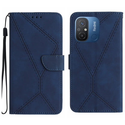 For Xiaomi Redmi 11A Stitching Embossed Leather Phone Case(Blue) - Xiaomi Cases by buy2fix | Online Shopping UK | buy2fix