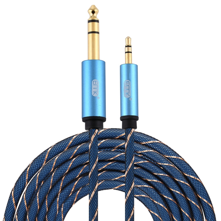 EMK 3.5mm Jack Male to 6.35mm Jack Male Gold Plated Connector Nylon Braid AUX Cable for Computer / X-BOX / PS3 / CD / DVD, Cable Length:5m(Dark Blue) - Audio Optical Cables by EMK | Online Shopping UK | buy2fix