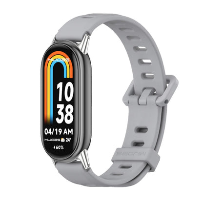 For Xiaomi Mi Band 8 / 9 / 9 NFC Mijobs Flat Hole Breathable Silicone Watch Band(Grey+Silver) - Watch Bands by MIJOBS | Online Shopping UK | buy2fix