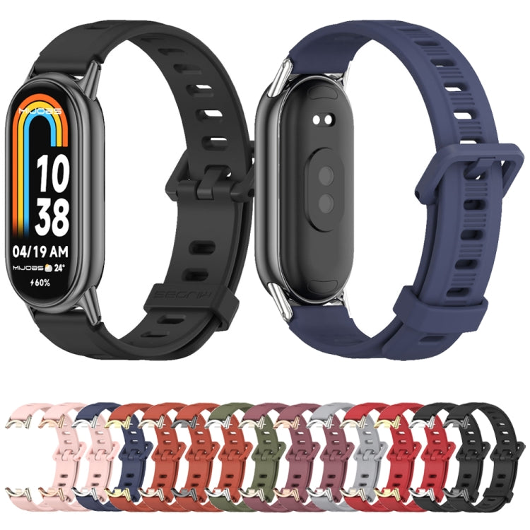 For Xiaomi Mi Band 8 / 9 / 9 NFC Mijobs Flat Hole Breathable Silicone Watch Band(Grey+Silver) - Watch Bands by MIJOBS | Online Shopping UK | buy2fix