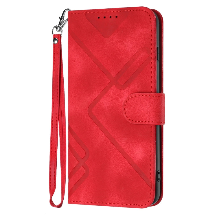 For Honor Magic5 Lite 5G Line Pattern Skin Feel Leather Phone Case(Red) - Honor Cases by buy2fix | Online Shopping UK | buy2fix