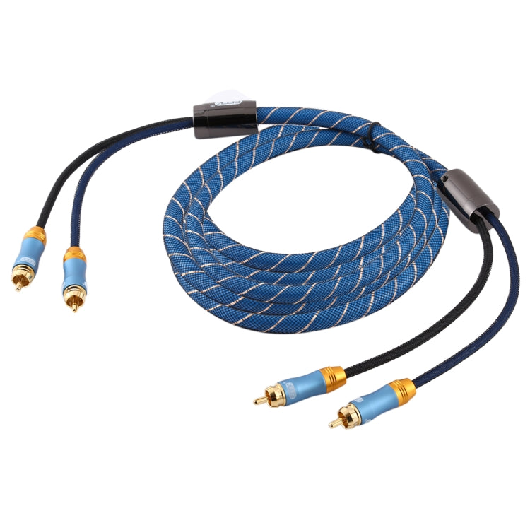 EMK 2 x RCA Male to 2 x RCA Male Gold Plated Connector Nylon Braid Coaxial Audio Cable for TV / Amplifier / Home Theater / DVD, Cable Length:5m(Dark Blue) - Audio Optical Cables by EMK | Online Shopping UK | buy2fix
