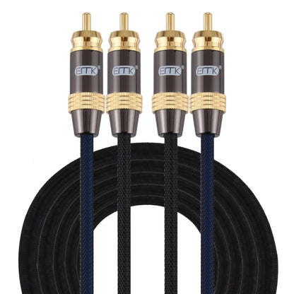 EMK 2 x RCA Male to 2 x RCA Male Gold Plated Connector Nylon Braid Coaxial Audio Cable for TV / Amplifier / Home Theater / DVD, Cable Length:3m(Black) - Audio Optical Cables by EMK | Online Shopping UK | buy2fix