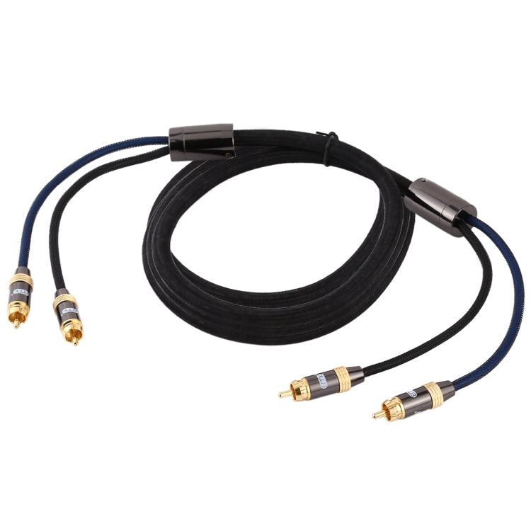 EMK 2 x RCA Male to 2 x RCA Male Gold Plated Connector Nylon Braid Coaxial Audio Cable for TV / Amplifier / Home Theater / DVD, Cable Length:3m(Black) - Audio Optical Cables by EMK | Online Shopping UK | buy2fix