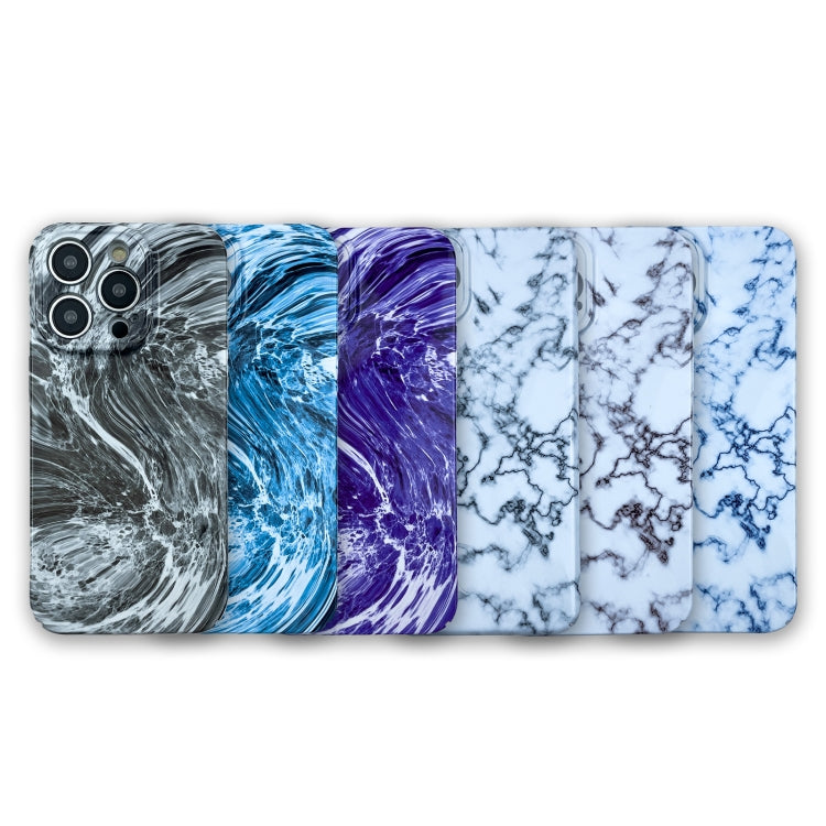 For iPhone 12 Pro Marble Pattern Phone Case(Navy Blue White) - iPhone 12 / 12 Pro Cases by buy2fix | Online Shopping UK | buy2fix