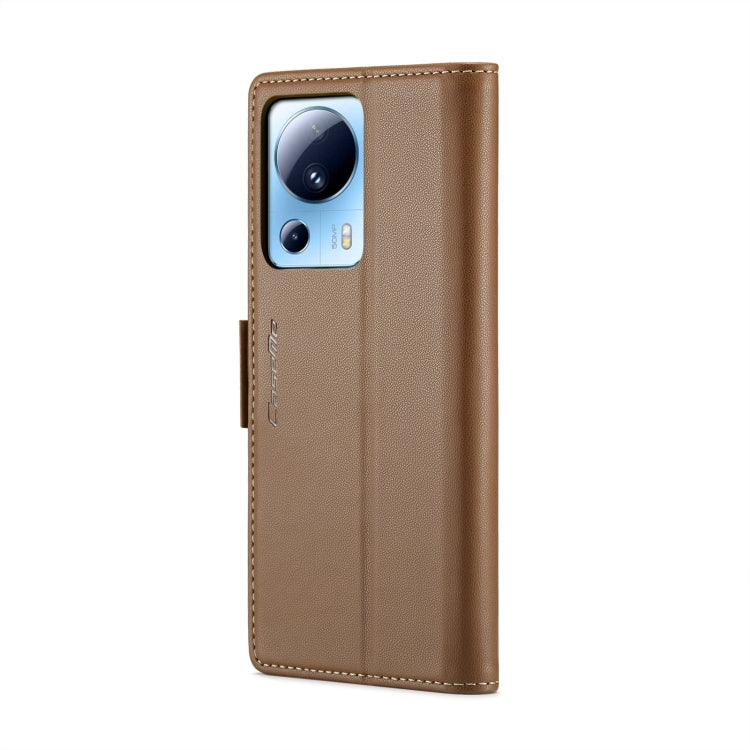 For Xiaomi 13 Lite CaseMe 023 Butterfly Buckle Litchi Texture RFID Anti-theft Leather Phone Case(Brown) - 13 Lite Cases by CaseMe | Online Shopping UK | buy2fix