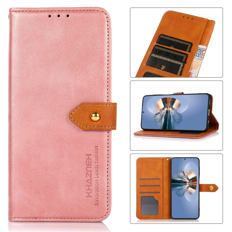 For Xiaomi Redmi Note 12S 4G KHAZNEH Dual-color Cowhide Texture Flip Leather Phone Case(Rose Gold) - Xiaomi Cases by buy2fix | Online Shopping UK | buy2fix