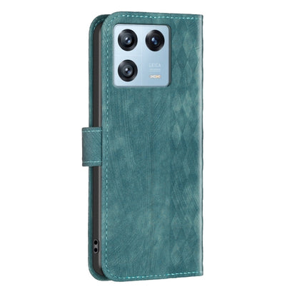 For Xiaomi 13 Pro Plaid Embossed Leather Phone Case(Green) - 13 Pro Cases by buy2fix | Online Shopping UK | buy2fix