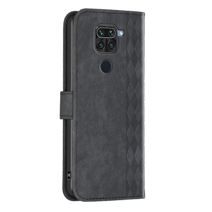 For Xiaomi Redmi Note 9 Plaid Embossed Leather Phone Case(Black) - Xiaomi Cases by buy2fix | Online Shopping UK | buy2fix