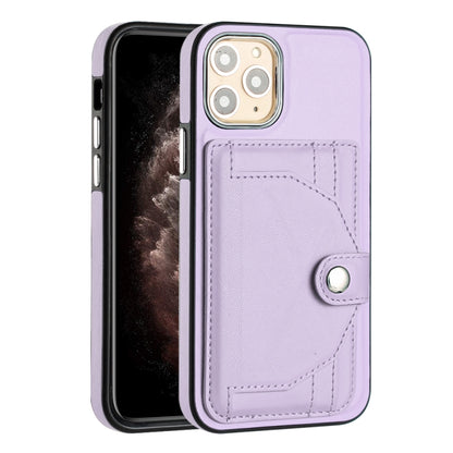 For iPhone 11 Pro Shockproof Leather Phone Case with Card Holder(Purple) - iPhone 11 Pro Cases by buy2fix | Online Shopping UK | buy2fix