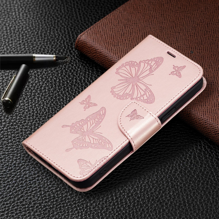 For Xiaomi Poco F5 5G / Redmi Note 12 Turbo Two Butterflies Embossing Leather Phone Case(Rose Gold) - Xiaomi Cases by buy2fix | Online Shopping UK | buy2fix