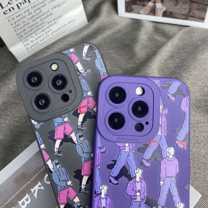 For iPhone X / XS Liquid Silicone Pedestrians Pattern Phone Case(Purple) - More iPhone Cases by buy2fix | Online Shopping UK | buy2fix