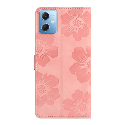 For Xiaomi Redmi Note 12 5G Flower Embossing Pattern Leather Phone Case(Pink) - Note 12 Cases by buy2fix | Online Shopping UK | buy2fix