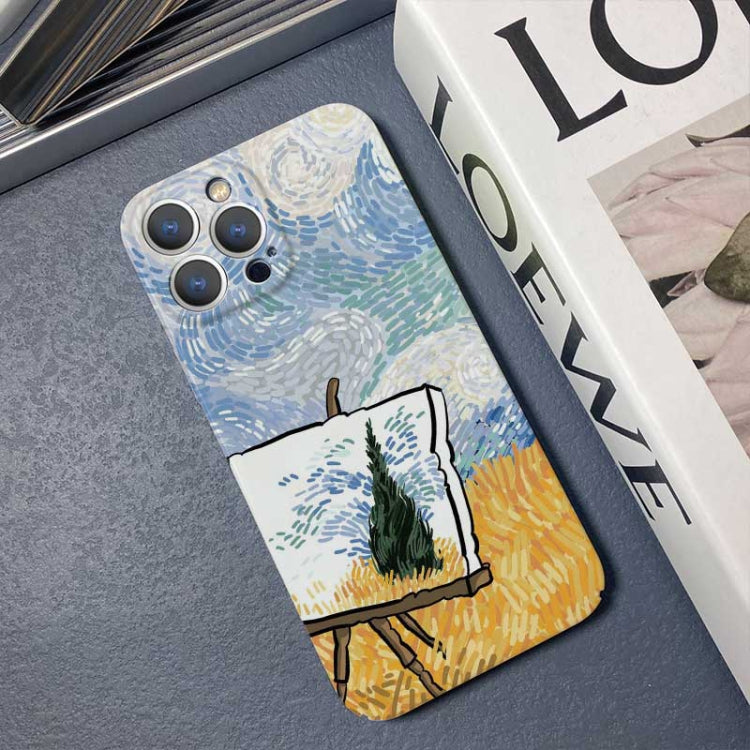 For iPhone 14 Pro Precise Hole Oil Painting Pattern PC Phone Case(Landscape Painting) - iPhone 14 Pro Cases by buy2fix | Online Shopping UK | buy2fix