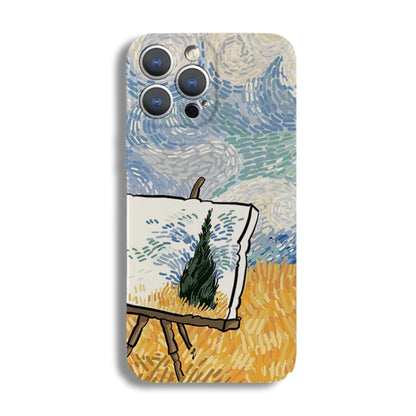 For iPhone 13 mini Precise Hole Oil Painting Pattern PC Phone Case(Landscape Painting) - iPhone 13 mini Cases by buy2fix | Online Shopping UK | buy2fix