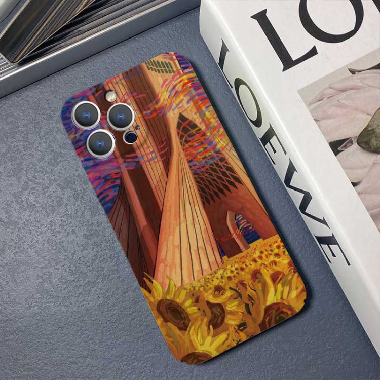 For iPhone 13 mini Precise Hole Oil Painting Pattern PC Phone Case(Architectural Painting) - iPhone 13 mini Cases by buy2fix | Online Shopping UK | buy2fix