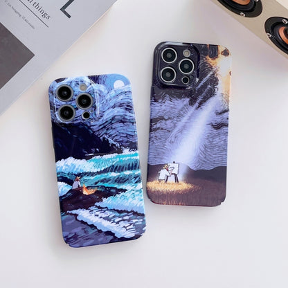 For iPhone 11 Pro Max Precise Hole Oil Painting Pattern PC Phone Case(Sea Wave) - iPhone 11 Pro Max Cases by buy2fix | Online Shopping UK | buy2fix