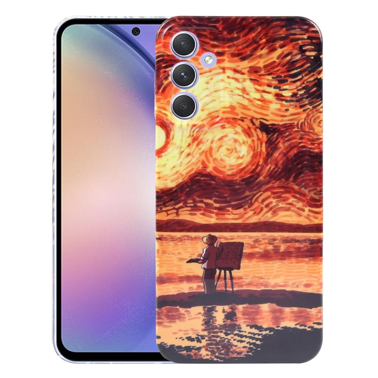 For Samsung Galaxy A54 5G Precise Hole Oil Painting Pattern PC Phone Case(Sunset) - Galaxy Phone Cases by buy2fix | Online Shopping UK | buy2fix