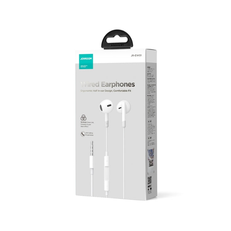 JOYROOM JR-EW01 3.5mm Half In-Ear Wired Earphone, Length: 1.2m(White) - In Ear Wired Earphone by JOYROOM | Online Shopping UK | buy2fix