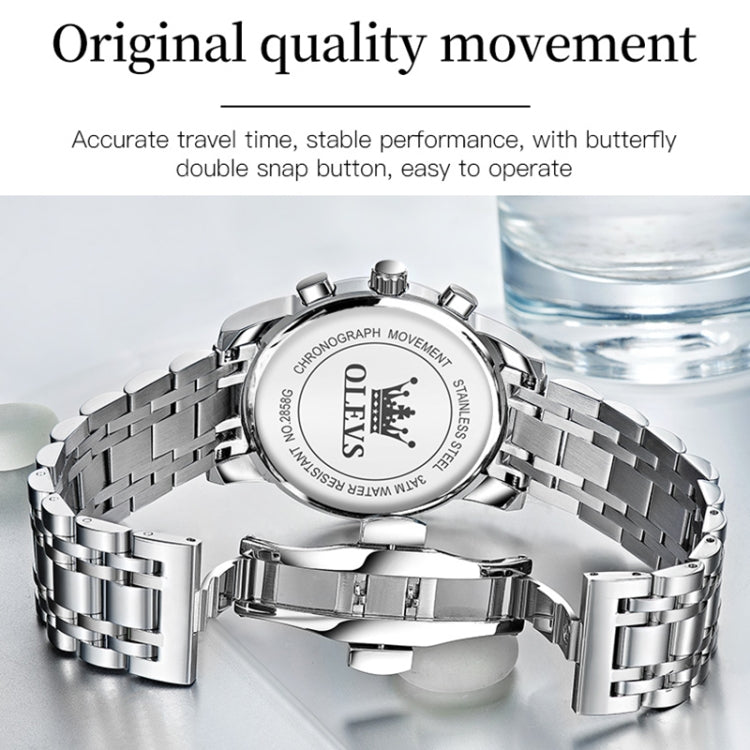 OLEVS 2858 Men Multifunctional Business Waterproof Quartz Watch(White) - Metal Strap Watches by OLEVS | Online Shopping UK | buy2fix