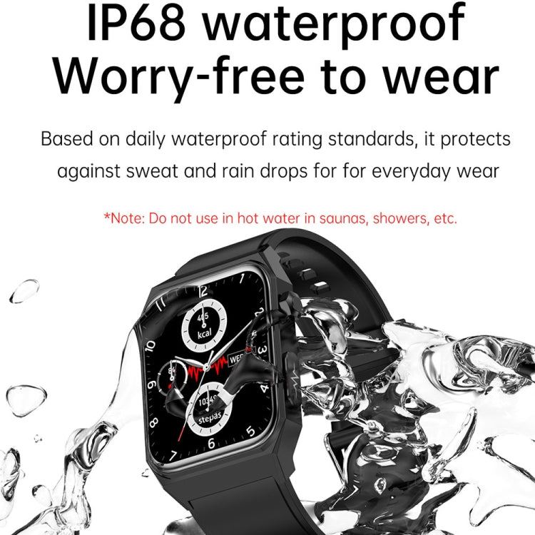 E530 1.91 inch IP68 Waterproof Silicone Band Smart Watch Supports ECG / Non-invasive Blood Sugar(Black) - Smart Watches by buy2fix | Online Shopping UK | buy2fix