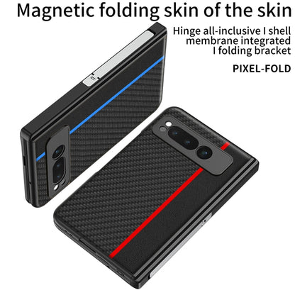 For Google Pixel Fold GKK Integrated Contrast Color Fold Hinge Leather Phone Case with Holder(Red) - Google Cases by GKK | Online Shopping UK | buy2fix