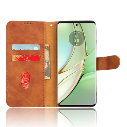 For Motorola Edge 40 Skin Feel Magnetic Flip Leather Phone Case(Brown) - Motorola Cases by buy2fix | Online Shopping UK | buy2fix