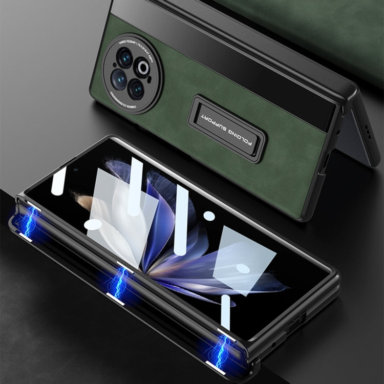For vivo X Fold2 GKK Integrated Frosted Fold Hinge Leather Phone Case with Holder(Green) - vivo Cases by GKK | Online Shopping UK | buy2fix