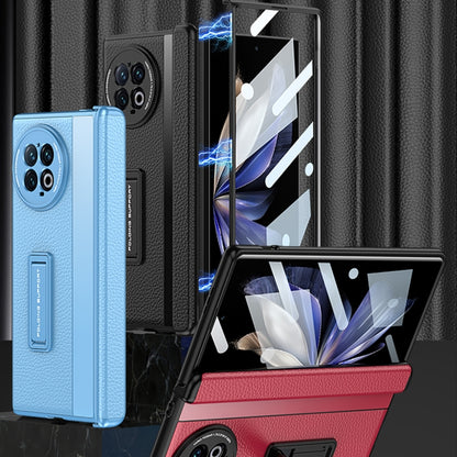 For vivo X Fold2 GKK Integrated Fold Hinge Leather Phone Case with Holder(Blue) - vivo Cases by GKK | Online Shopping UK | buy2fix