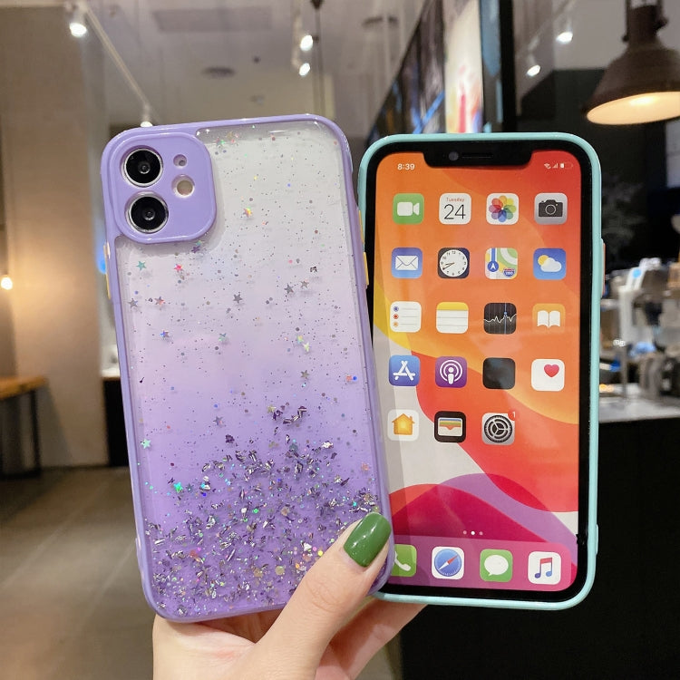 For iPhone XS / X Starry Gradient Glitter Powder TPU Phone Case(Black) - More iPhone Cases by buy2fix | Online Shopping UK | buy2fix