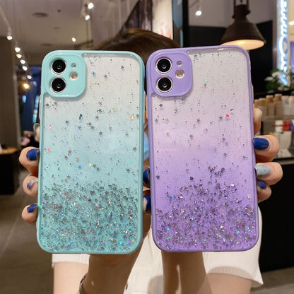 For iPhone 14 Pro Starry Gradient Glitter Powder TPU Phone Case(Transparent) - iPhone 14 Pro Cases by buy2fix | Online Shopping UK | buy2fix