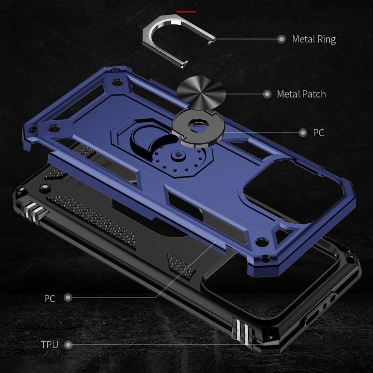 For iPhone 15 Pro Shockproof TPU + PC Phone Case with Holder(Blue) - iPhone 15 Pro Cases by buy2fix | Online Shopping UK | buy2fix