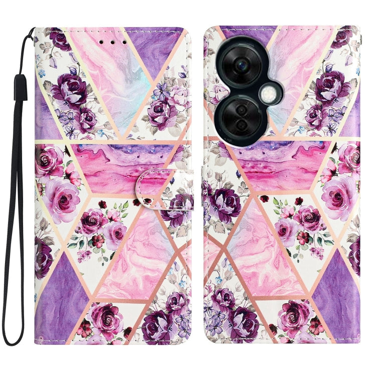 For OnePlus Nord CE 3 Lite 5G Colored Drawing Leather Phone Case(Purple Marble) - OnePlus Cases by buy2fix | Online Shopping UK | buy2fix