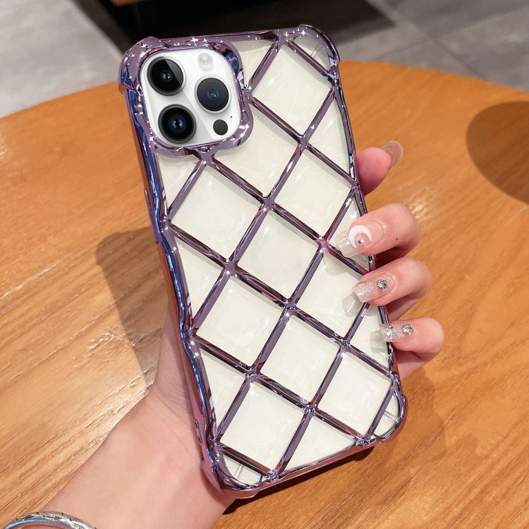 For iPhone 15 Pro Max 3D Diamond Lattice Laser Engraving Phone Case(Purple) - iPhone 15 Pro Max Cases by buy2fix | Online Shopping UK | buy2fix