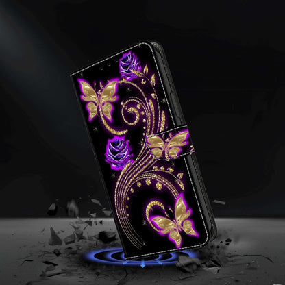 For Xiaomi Redmi Note 12 5G Global / Poco X5 Crystal 3D Shockproof Protective Leather Phone Case(Purple Flower Butterfly) - Xiaomi Cases by buy2fix | Online Shopping UK | buy2fix