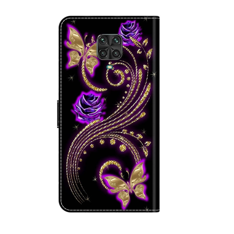 For Xiaomi Redmi Note 9 Pro Crystal 3D Shockproof Protective Leather Phone Case(Purple Flower Butterfly) - Xiaomi Cases by buy2fix | Online Shopping UK | buy2fix