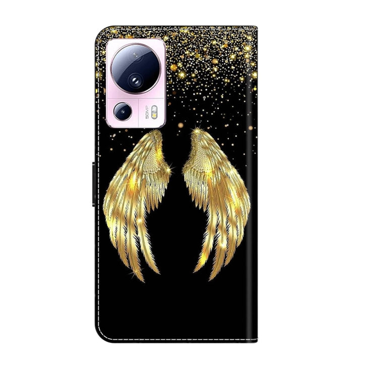 For Xiaomi 13 Lite Crystal 3D Shockproof Protective Leather Phone Case(Golden Wings) - 13 Lite Cases by buy2fix | Online Shopping UK | buy2fix