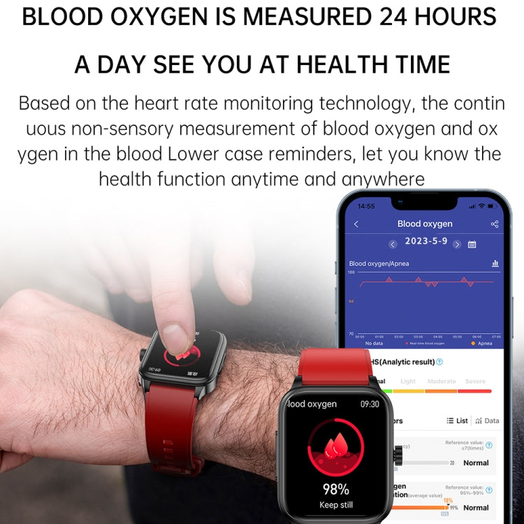 ET540 1.91 inch IP67 Waterproof Silicone Band Smart Watch, Support ECG / Non-invasive Blood Glucose Measurement(Red) - Smart Watches by buy2fix | Online Shopping UK | buy2fix