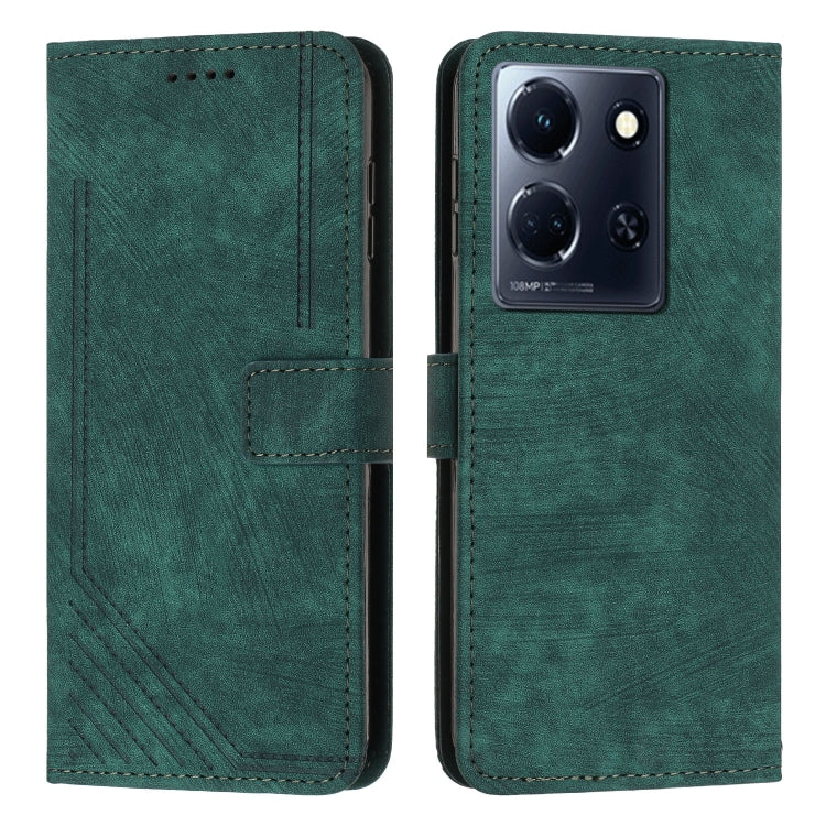 For Infinix Note 30/Note 30 5G Skin Feel Stripe Pattern Leather Phone Case with Lanyard(Green) - Infinix Cases by buy2fix | Online Shopping UK | buy2fix
